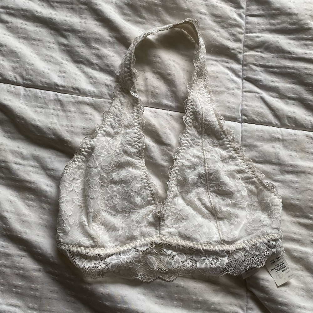White Lace Bralette Halter Design Hollister Gilly Hicks Size XS
